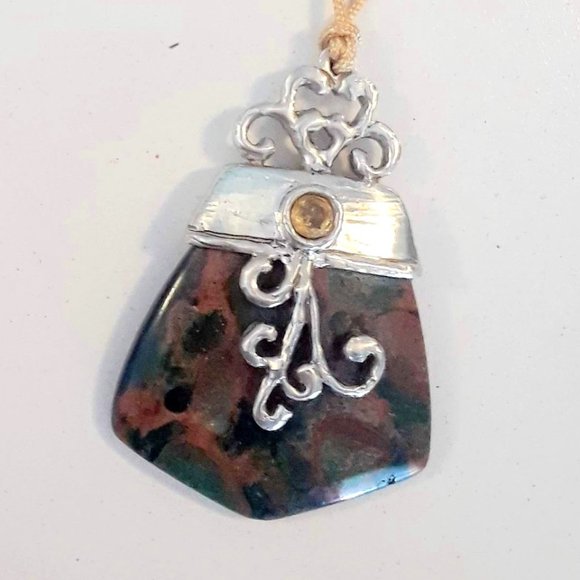 BBK Jewelry - Sterling Silver Jasper & Citrine Pendant